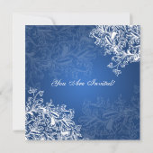 結婚式リハーサルディナー ヴィンテージ スワール ブルー 招待状 (裏面)