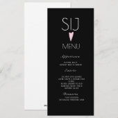 結婚式ロゴ ピンクハート 黒と白のディナーメニュー シーズンカード (正面/裏面)