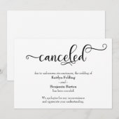 結婚式中止のカリグラフィー発表カード 招待状 (正面/裏面)