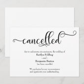 結婚式中止の書体によるお知らせカード 招待状 (正面/裏面)