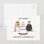 結婚式中止の漫画カップル 案内ポストカード (正面/裏面)