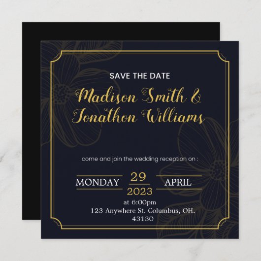 結婚式二次会招待状 Save The Date 招待状 (正面/裏面)