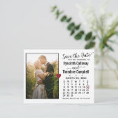 結婚式任意の月の日付を保存カレンダー+写真 インビテーションポストカード (スタンド正面)