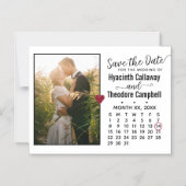 結婚式任意の月の日付を保存カレンダー+写真 マグネット招待状 (正面)
