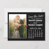 結婚式任意の月の日付を保存カレンダー+写真 マグネット招待状 (正面)