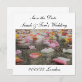 結婚式保存日付バラ花びら保存日付 招待状 (正面/裏面)