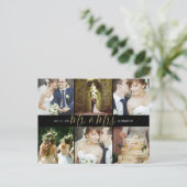 結婚式写真コラージュ感謝カード Mr. and Mrs. ポストカード (スタンド正面)
