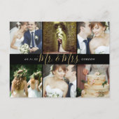 結婚式写真コラージュ感謝カード Mr. and Mrs. ポストカード (正面)
