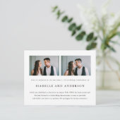 結婚式写真2枚の延期のお知らせ 案内ポストカード (スタンド正面)