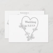 結婚式出欠カード シルバーハート バタフライ 招待状 (正面/裏面)