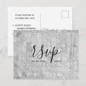 結婚式出欠カード | モダングレーのスクリプトポストカード インビテーションポストカード (正面/裏面)