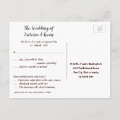 結婚式出欠カード ラ lace とパール インビテーションポストカード (裏面)