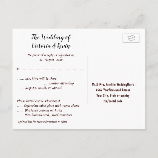 結婚式出欠カード ラ lace and Pearls インビテーションポストカード (裏面)