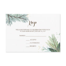 結婚式出欠カード 冬のリース