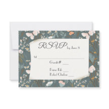 結婚式出欠確認の為の蝶と野の花