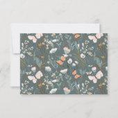 結婚式出欠確認の連絡のための蝶と野の花 出欠カード (裏面)