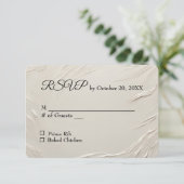 結婚式出欠確認カード アブストラクト アイボリー テクスチャー 出欠カード (スタンド正面)