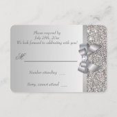 結婚式出欠確認カード シルバー シークイン リボン 出欠カード (裏面)