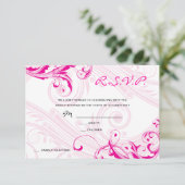 結婚式出欠確認カード マゼンタ クラシック スクロール フレリッシュ 招待状 (スタンド正面)