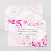 結婚式出欠確認カード マゼンタ クラシック スクロール フレリッシュ 招待状 (正面/裏面)