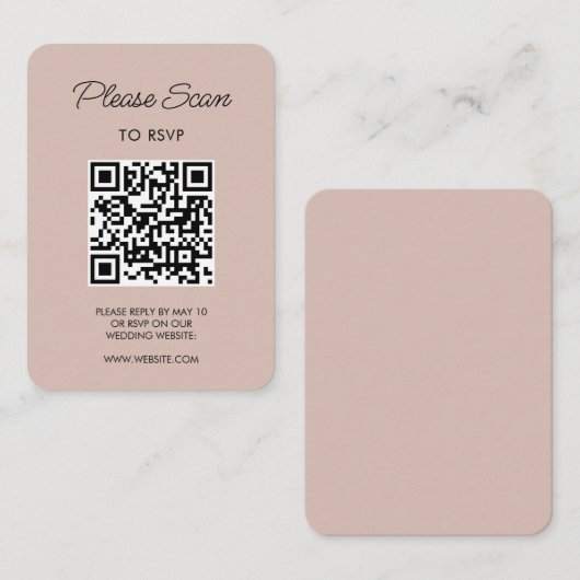 結婚式出欠確認カード、QRコード モダン ミニマル シンプル エンクロージャーカード (正面/裏面)