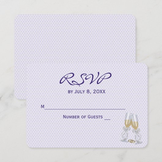 結婚式出欠確認パープルハート 招待状 (正面/裏面)