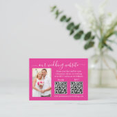 結婚式出欠確認詳細写真2 QR ホットピンク エンクロージャーカード (スタンド正面)