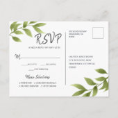 結婚式出欠確認 ウォーターカラー ウィロー リース ネイビーブルー インビテーションポストカード (裏面)