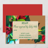 結婚式出欠確認 カメリア 花 モダン ラスティック 招待状 (正面/裏面)