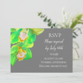 結婚式出欠確認 シンプルな花 洋蘭 水彩 招待状 (スタンド正面)