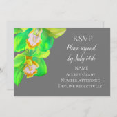 結婚式出欠確認 シンプルな花 洋蘭 水彩 招待状 (正面/裏面)
