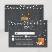 結婚式出欠確認　パンプキン　チョーク　返信カード 招待状 (正面/裏面)