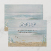 結婚式出欠確認 海辺の水彩画 出欠カード (正面/裏面)