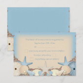 結婚式出欠確認 美しいトロピカルビーチの貝殻 出欠カード (正面/裏面)