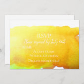 結婚式出欠確認 黄色い砂浜のビーチ 現代の水彩画 招待状 (正面/裏面)