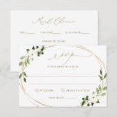 結婚式出欠返信はがき（食事の選択と好きな曲の記入欄付き） 出欠カード (正面/裏面)