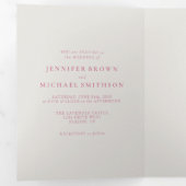 結婚式出欠 現代 シンプル クリーム ピンク 三つ折りカード (内部最初)