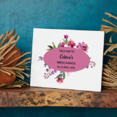 結婚式前お披露目会のウェルカムサイン(編集可能なテキスト付き) フォトプラーク (側面)