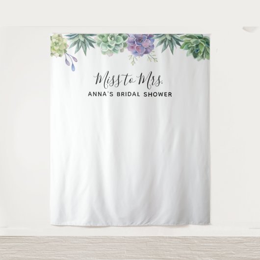 結婚式前お茶会の多肉植物バックドロップ タペストリー (正面)