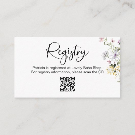 結婚式前のお祝い事 ギフト登録QRカード挿入ページ エンクロージャーカード (正面)