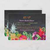 結婚式前のお茶会 アロハトロピカルチョークカード ルアウ 出欠カード (正面/裏面)