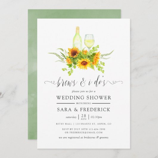 結婚式前のひまわりの水彩酒タイム 招待状 (正面/裏面)