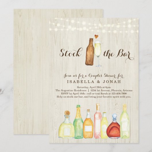 結婚式前のシャワー＆乾杯リハーサル 招待状 (正面/裏面)