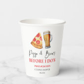 結婚式前のピザとビールのパーティーのカップルシャワーの飾り付け 紙コップ (裏面)