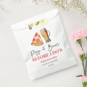結婚式前のピザとビールのパーティー フェイバーバッグ (封をした状態)