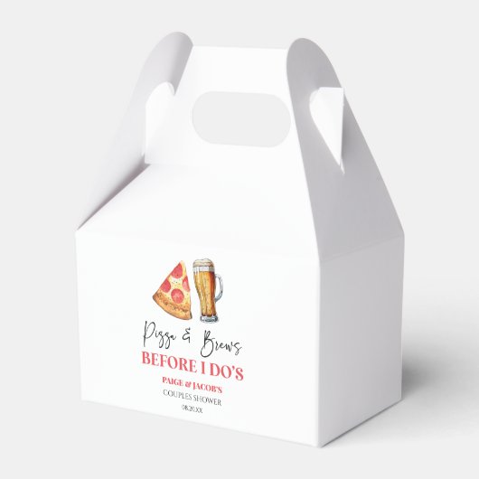 結婚式前のピザとビールのパーティー フェイバーボックス (正面サイド)