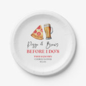 結婚式前のピザとビールのパーティー ペーパープレート (正面)