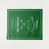 結婚式前の最後のゴルフスイング独身最後の旅 タペストリー (正面(横))