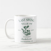 結婚式前の最後のスイング ピックルボール バチェロレッテ ウィークエンド コーヒーマグカップ (左)