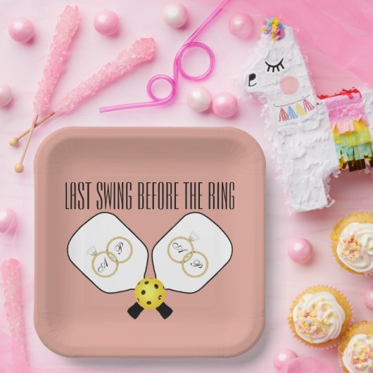 結婚式前の最後のスイング ピックルボール ペーパープレート (パーティー)